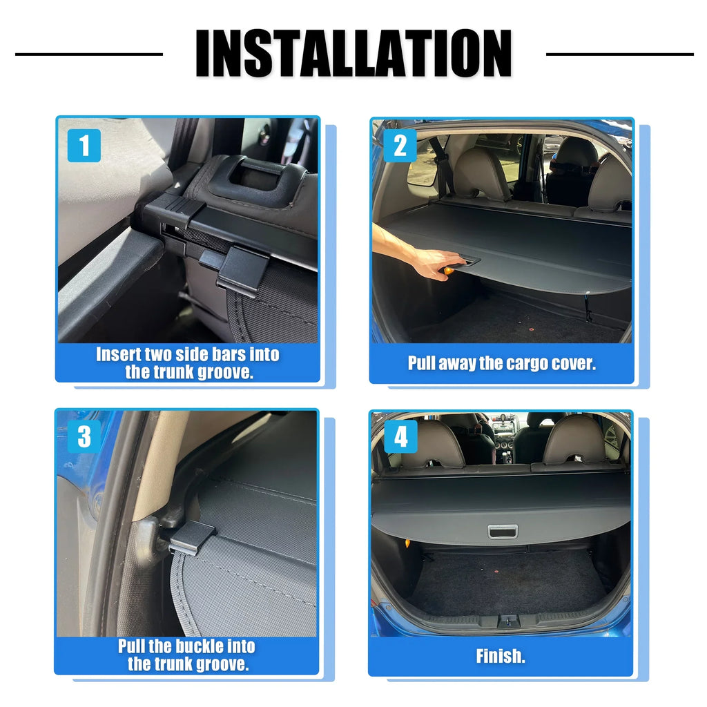 Unique Bargains Retractable Cargo Enclosure Rear Trunk Enclosure Shield Shade Ajustable Fit for Nissan Rogue 2021-2024 Black