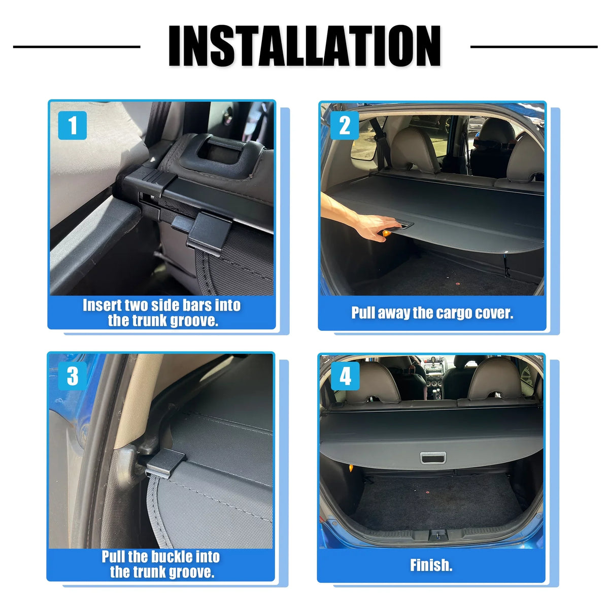 Unique Bargains Retractable Cargo Enclosure Rear Trunk Enclosure Shield Shade Ajustable Fit for Nissan Rogue 2021-2024 Black