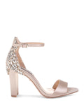 BADGLEY MISCHKA Womens Beige Embellished Ankle Strap Seina Round Toe Block Heel Buckle Dress Heeled Sandal 10 M
