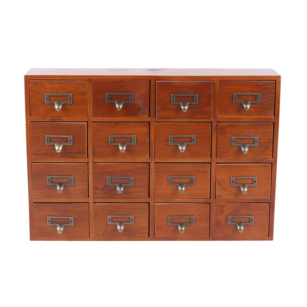 Plank Apothecary Medicine Cabinet 16 Drawers Label Holder Organizer Card Catalog 16 Drawers Plank Apothecary Medicine Cabinet Label Holder Organizer Card Catalog