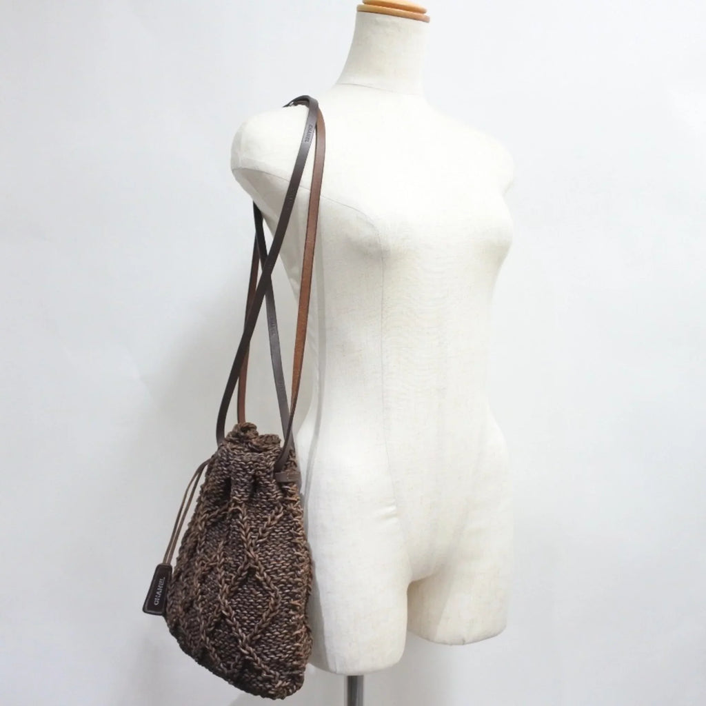 Pre-Owned Chanel Mesh Braided Leather Brown Women's Shoulder Bag (Good)