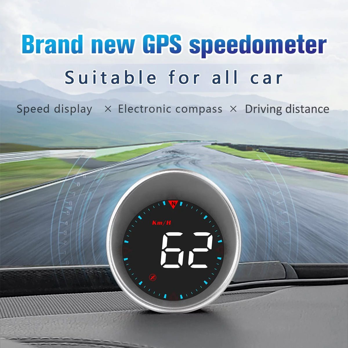 Htovila Car Car Head-up Display Digital Speedometer Display Driving Mileage, Compass Angle, Overspeed and Fatigue Driving