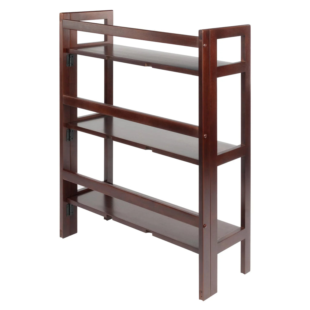 Winsome Timber Terry 3-Tier Foldable Shelf, Stackable, Walnut Finish