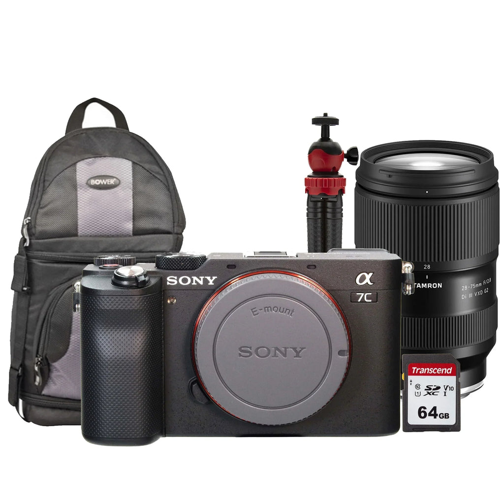 Sony Alpha a7C Full-Frame Mirrorless Camera Black with Tamron 28-75mm Di III RXD Lens Accessory Kit