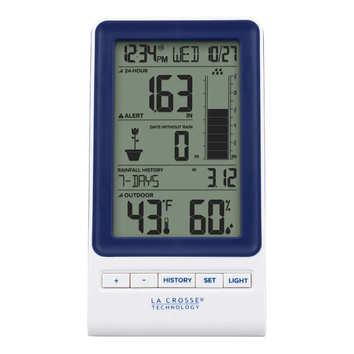 La Crosse 724-1415BL LCD Wireless Rain Station with Temperature and Humidity Sensor