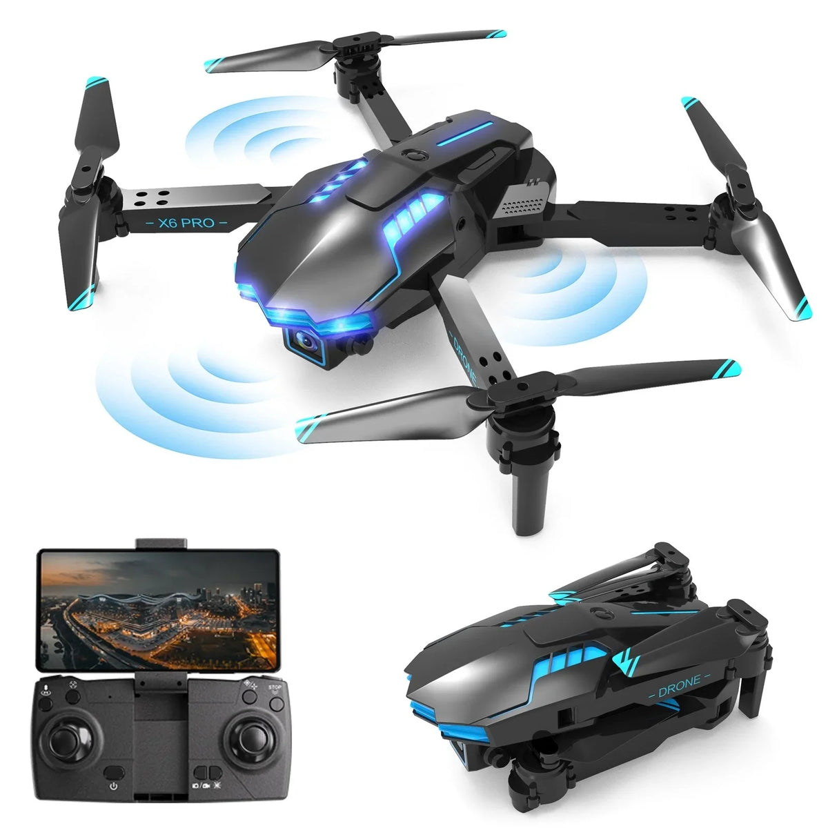 Stunt Show With 4K HD FPV Dual Camera For Kids And Adults Mini Foldable RC Airplane WiFi RC Quadcopter Off Track Headless Mode One Button StartSmart Obstacle Avoidance