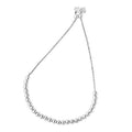 JewelStop Silver Rhodium Finish Shiny Round Ball & 2 Small Hanging Hearts On Oval Link Adjustable Bracelet, 5.1gr.