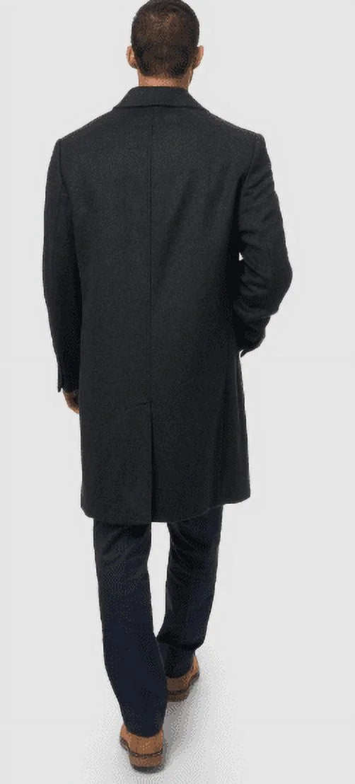 London Fog BLACK Men's Signature Wool-Blend Overcoat, US 40R