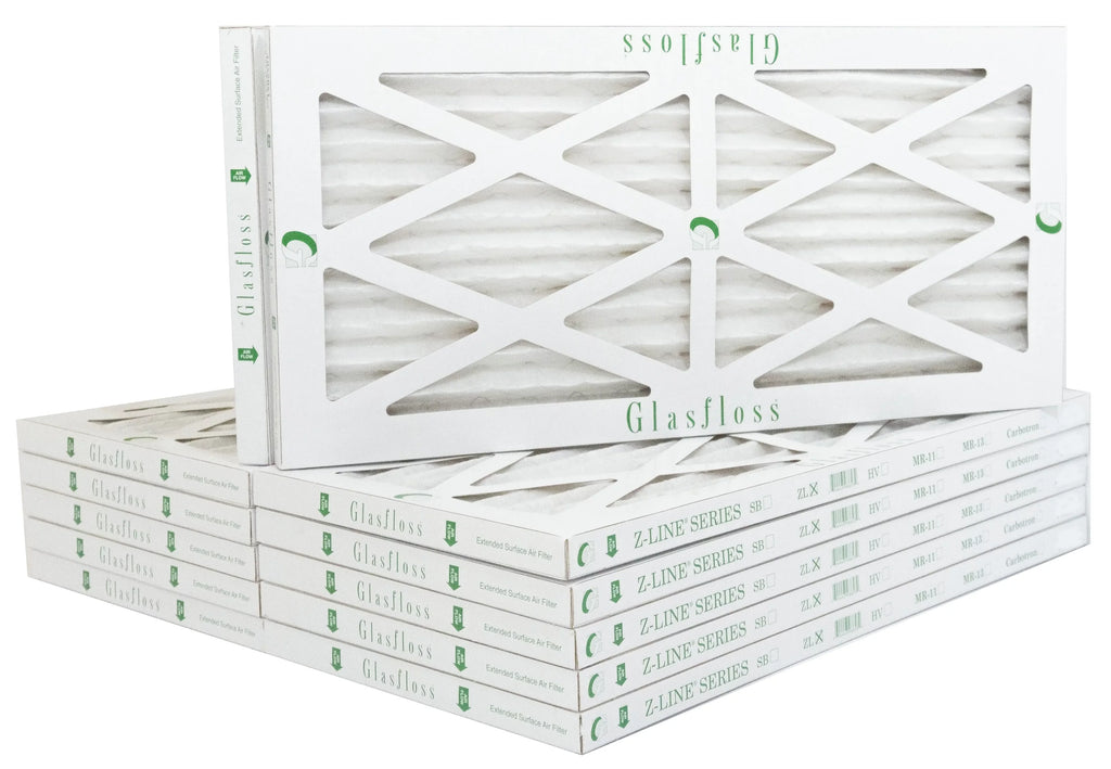 Glasfloss Air Filter 12x16x2 - 2" MERV 10 - (Pack of 12) - Pleated AC or HVAC Air Filter - Furnace Air Filter - Home or Office - Made In The USA.