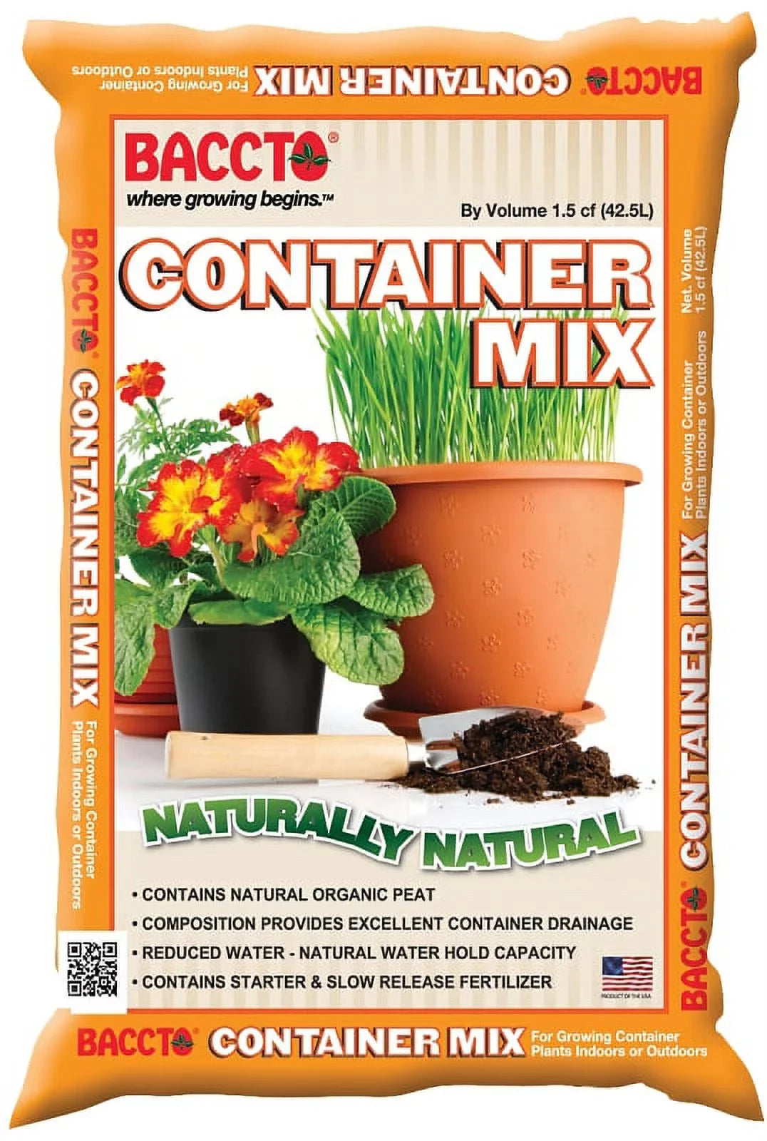 Baccto 1815 Container Mix, 1.5 cu-ft, Bag, Light Brown to Dark Brown, Strong