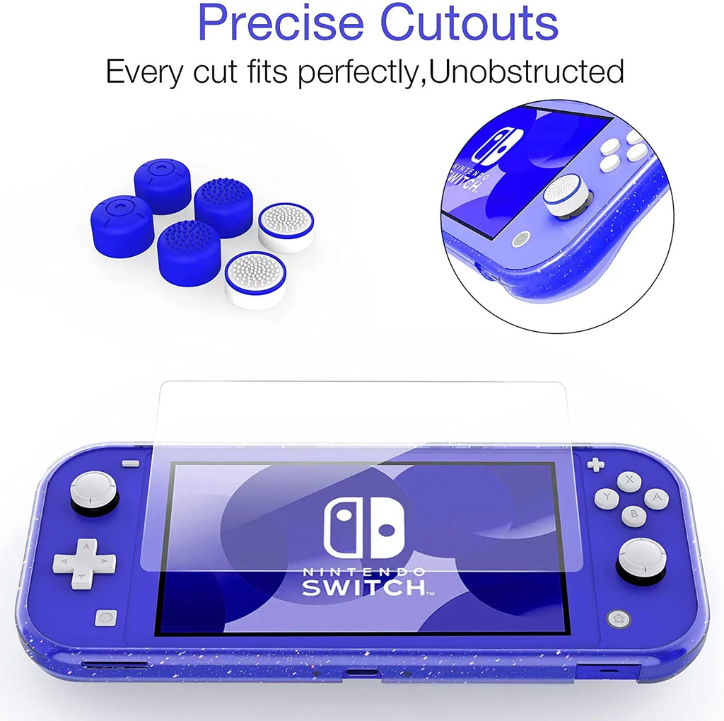 HEYSTOP Case for Nintendo Switch Lite,Protective Hard Portable Travel Carry Case for Nintendo Switch Lite Console and Accessories,Switch Lite Case with TPU Glitter Protective Case and Thumb Cap,Blue
