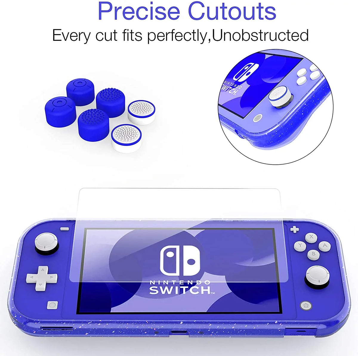 HEYSTOP Case for Nintendo Switch Lite,Protective Hard Portable Travel Carry Case for Nintendo Switch Lite Console and Accessories,Switch Lite Case with TPU Glitter Protective Case and Thumb Cap,Blue