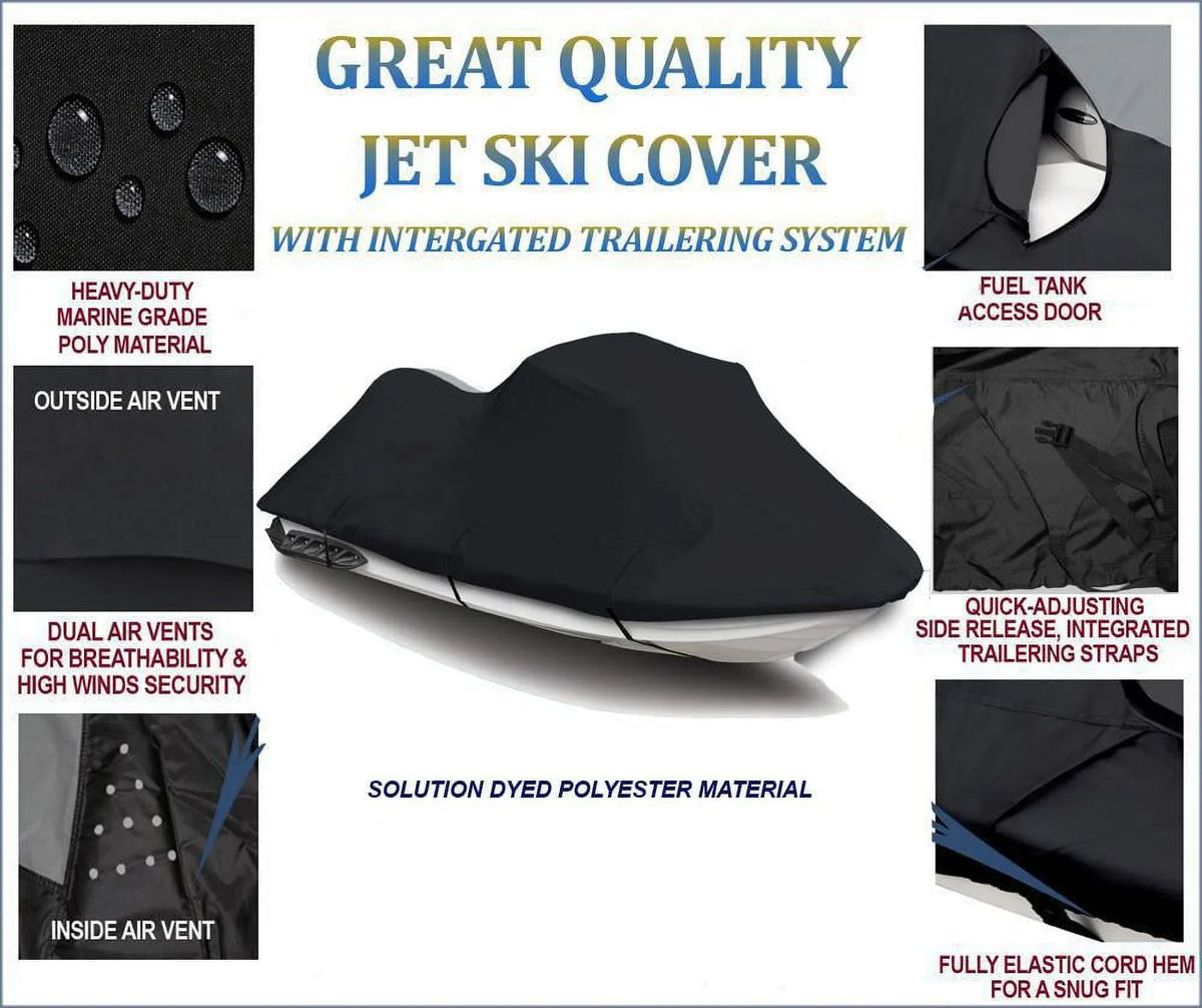 BLACK 600 DENIER JetSki Shield Compatible for Jet Ski PWC Enclosure Compatible for Yamaha WaveRunner GP 800R 1998 1999 2000 2 Seater