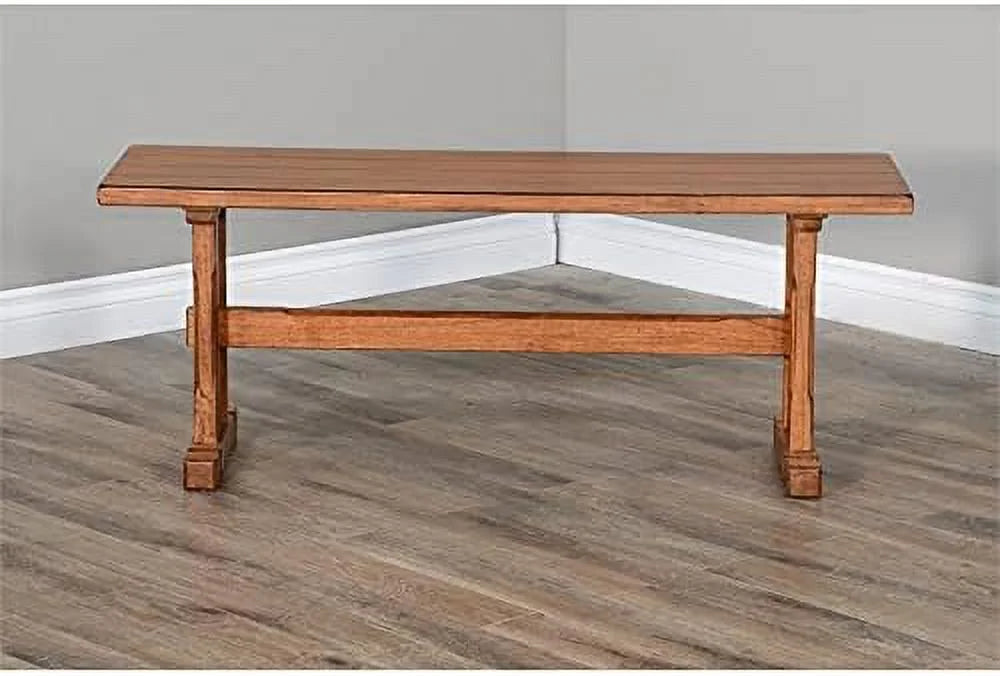LLBIULife Sedona 18.5" Farmhouse Mindi Lumber Nook Side Bench in Rustic Oak