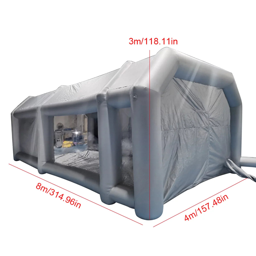 Miumaeov Inflatable Spray Paint Tent Built-in Blower Mobile Portable Giant Paint Spray Booth with Air Filter System and Transparent PVC Windows Inflatable Spray Paint Booth 26x13x10ft