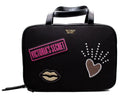 Victoria's Secret Patch Jetsetter Travel Makeup Case with Hook; 2 Interior Zip Compartments, 10 1/2" L x 3 1/2" W x 7 1/4" H