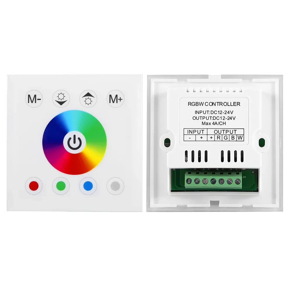 Jadeshay Panel Controller Wall Mounted Colorful RGBW LED Touch Panel Controller Dimmer Switch for LED Strip Light(white)