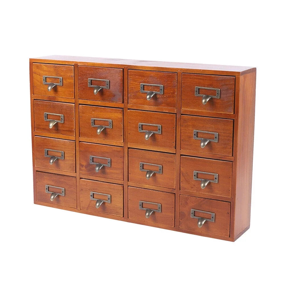 Plank Apothecary Medicine Cabinet 16 Drawers Label Holder Organizer Card Catalog 16 Drawers Plank Apothecary Medicine Cabinet Label Holder Organizer Card Catalog