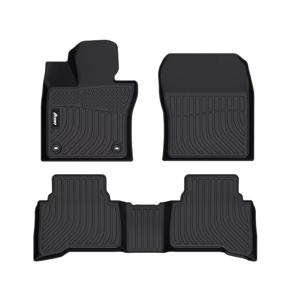 Ikon Motorsports Floor Mats & Trunk Mat Compatible With 2023-2024 Toyota Prius , Black 3D Molded Carpets Liner 1st 2nd Row Front Rear Pad 4PC TPE Thermo Plastic Elastomer All Weather Protector