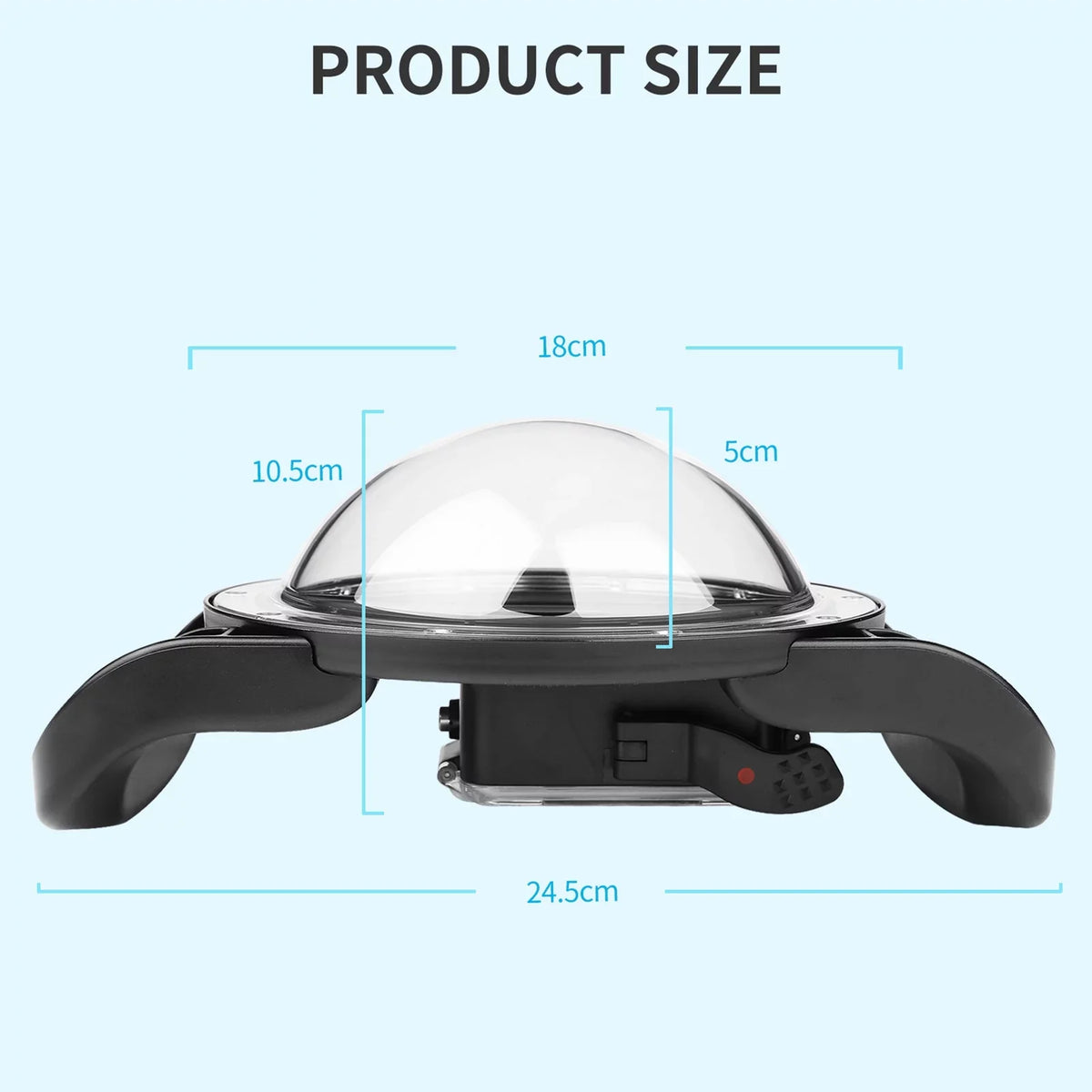 Waterproof Dome Port Case for 9 Black and 10 SHOOT XTGP559, Dual Handle, 45m Waterproof, 180° Wide Angle