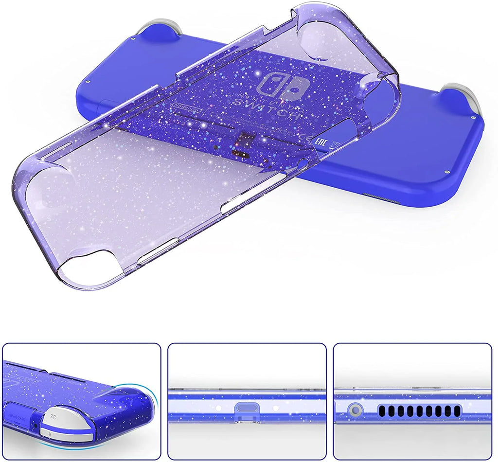 HEYSTOP Case for Nintendo Switch Lite,Protective Hard Portable Travel Carry Case for Nintendo Switch Lite Console and Accessories,Switch Lite Case with TPU Glitter Protective Case and Thumb Cap,Blue