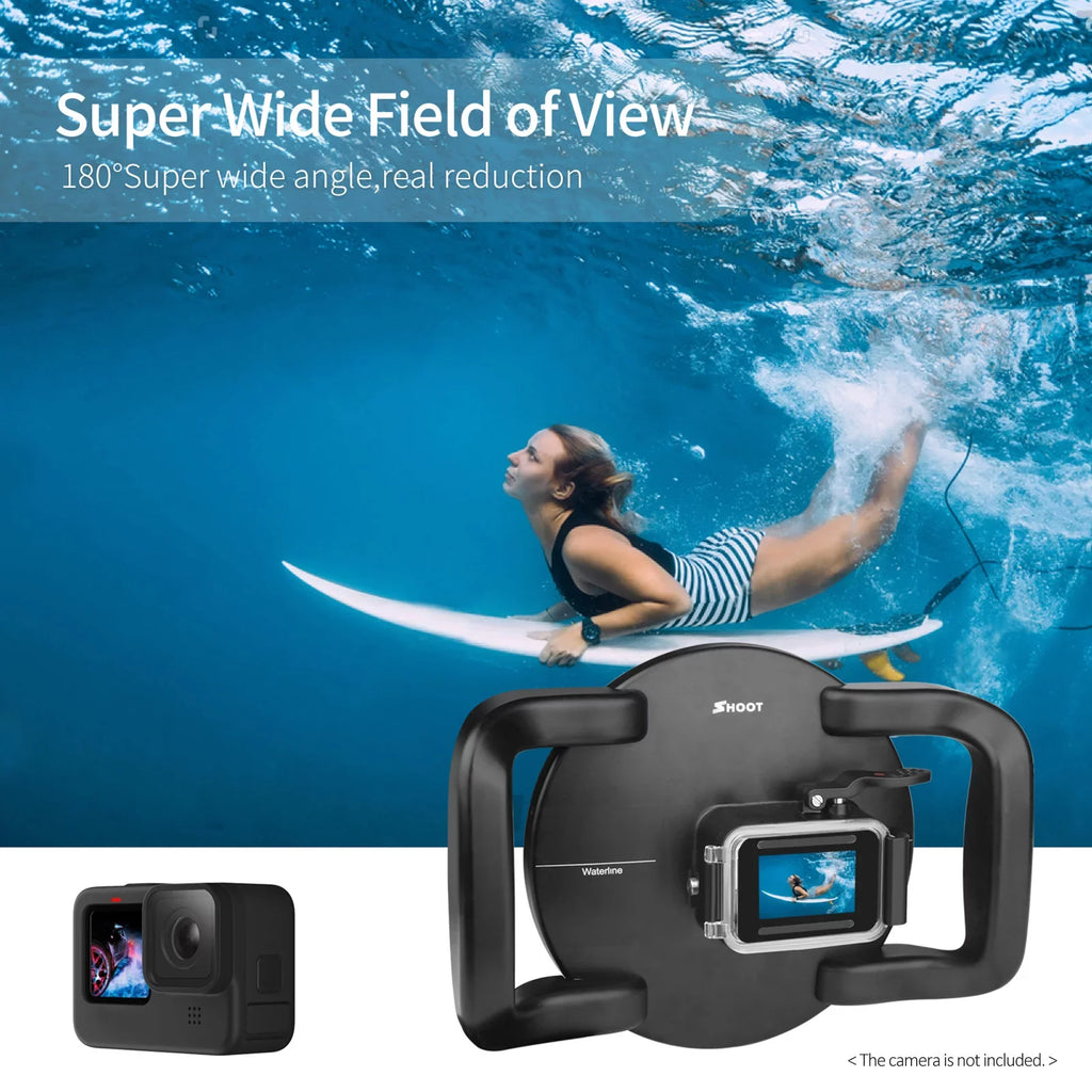 Waterproof Dome Port Case for 9 Black and 10 SHOOT XTGP559, Dual Handle, 45m Waterproof, 180° Wide Angle
