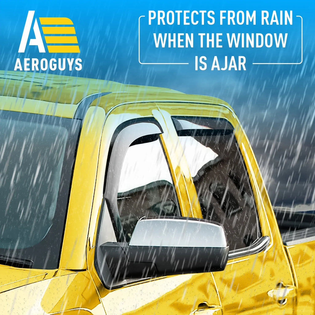 AEROGUYS In-Channel Window Deflectors Extra Long-lasting Window Visors Rain Guards Fit for Chevrolet (Chevy) Silverado 1500 2014-2018 Crew Cab, Sun Visors, Wind Vent Visors, Truck Accessories -4pcs. AG0421