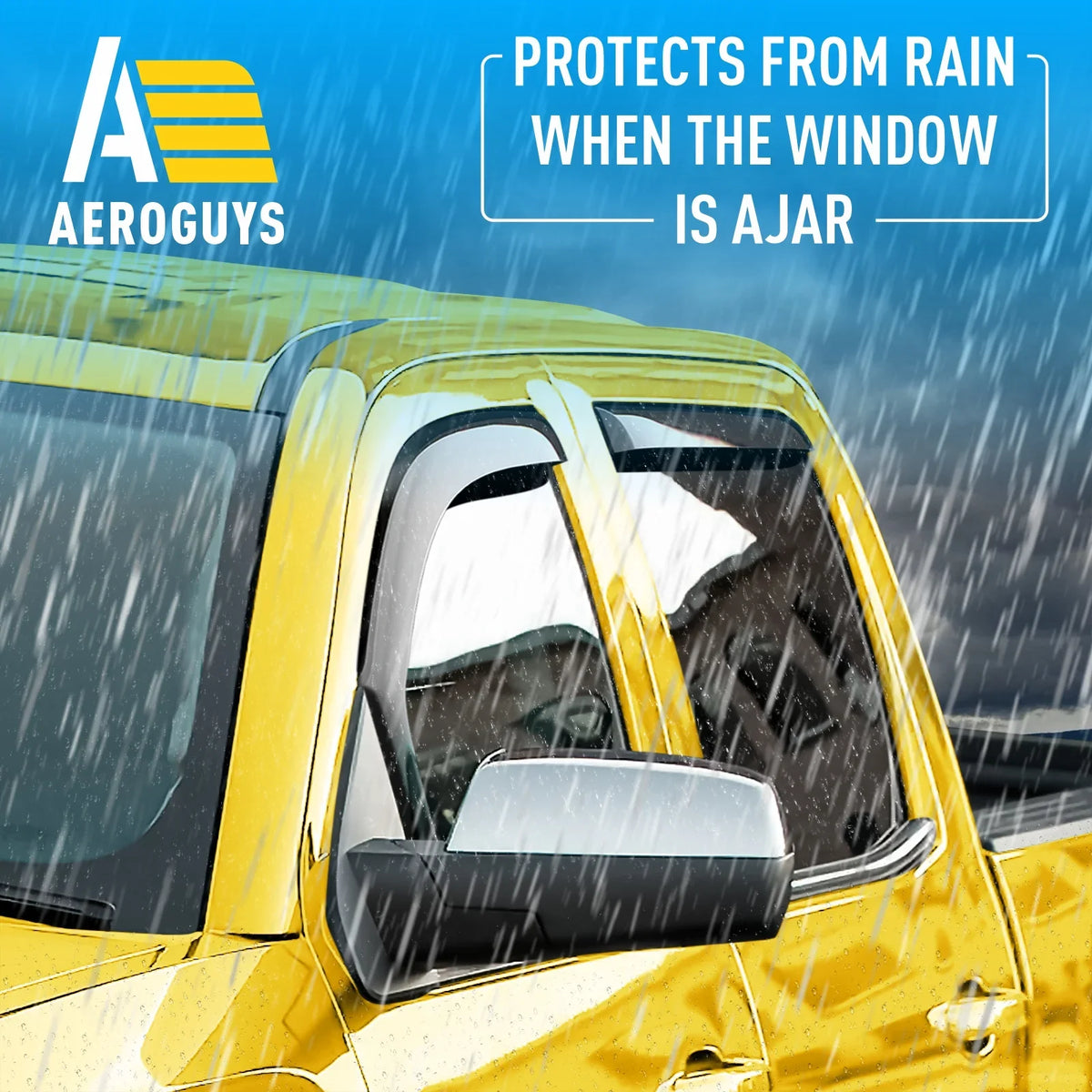 AEROGUYS In-Channel Window Deflectors Extra Long-lasting Window Visors Rain Guards Fit for Chevrolet (Chevy) Silverado 1500 2014-2018 Crew Cab, Sun Visors, Wind Vent Visors, Truck Accessories -4pcs. AG0421