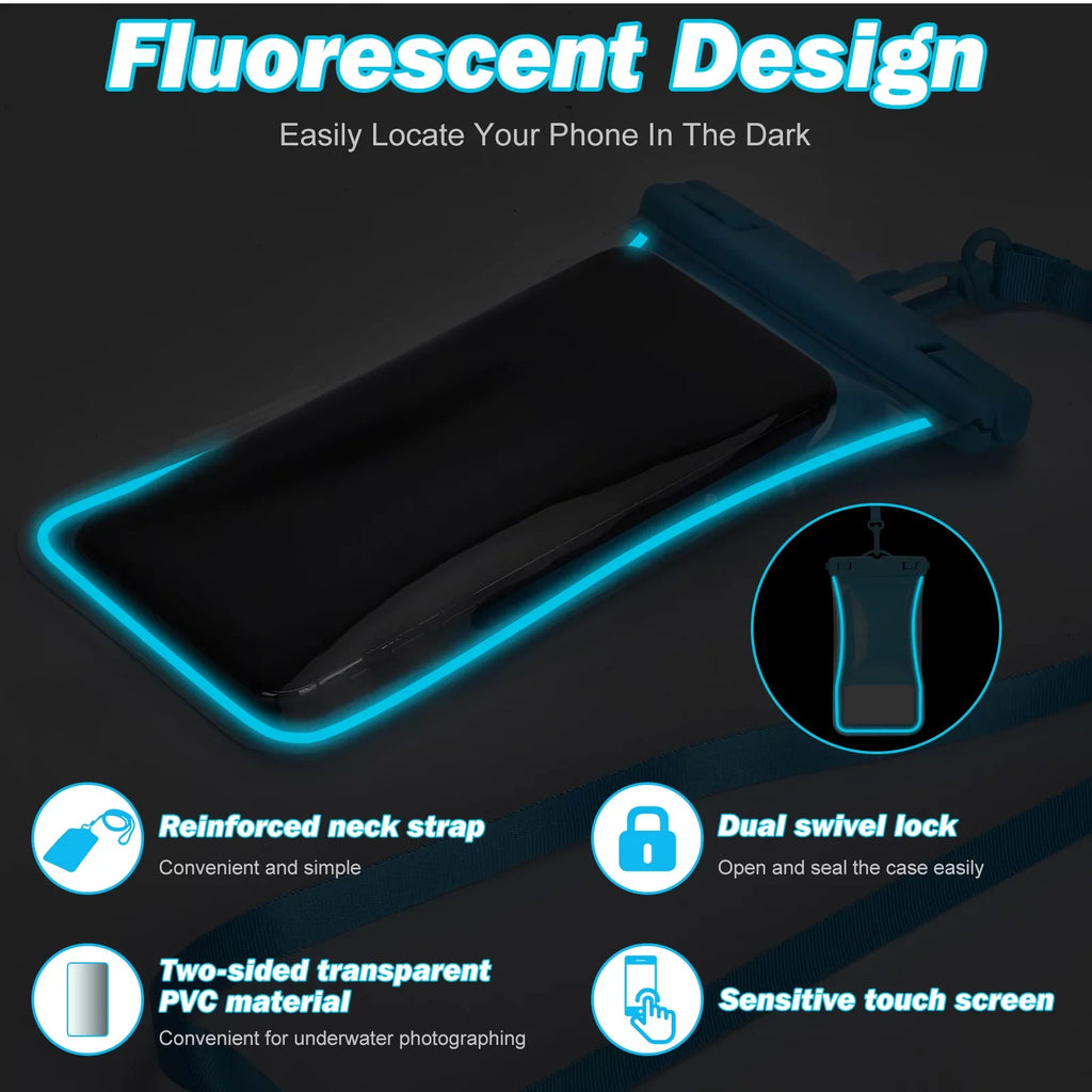 Urbanx Universal Waterproof Phone Pouch Cellphone Dry Bag Case Arrangement For Sonim XP8 Perfect Fit for All Other Smartphones Up To 7" - 3 Cases - Mixed Colors