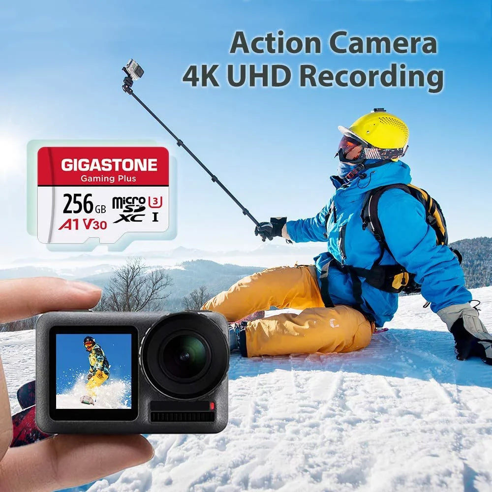 Gigastone 256GB Micro SD Card, Gaming Plus, A1 V30, for Nintendo Switch, High Speed 100MB/s, 4K Video Recording, compatible with Nintendo Switch Dash Cams GoPro Cameras