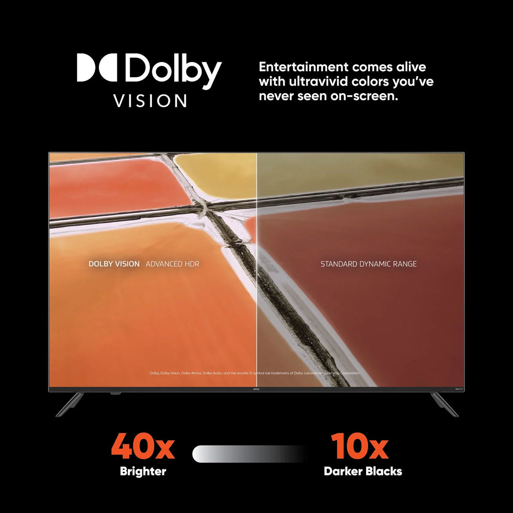 onn. 55” QLED 4K UHD (2160p) Roku Smart TV with Dolby Atmos, Dolby Vision, Local Dimming, 120hz Effective Refresh Rate, and HDR (100071701)