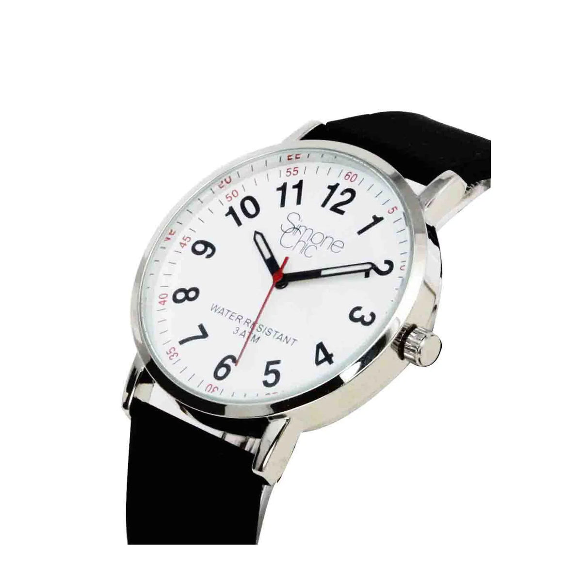 Watch for Nurse, Medical Professionals and Students – With Second Hand, Easy Read Dial - Hour & Second Arabic Time Indicator, and Silicone Band with Various Colour choice, Nurse Watch- Black