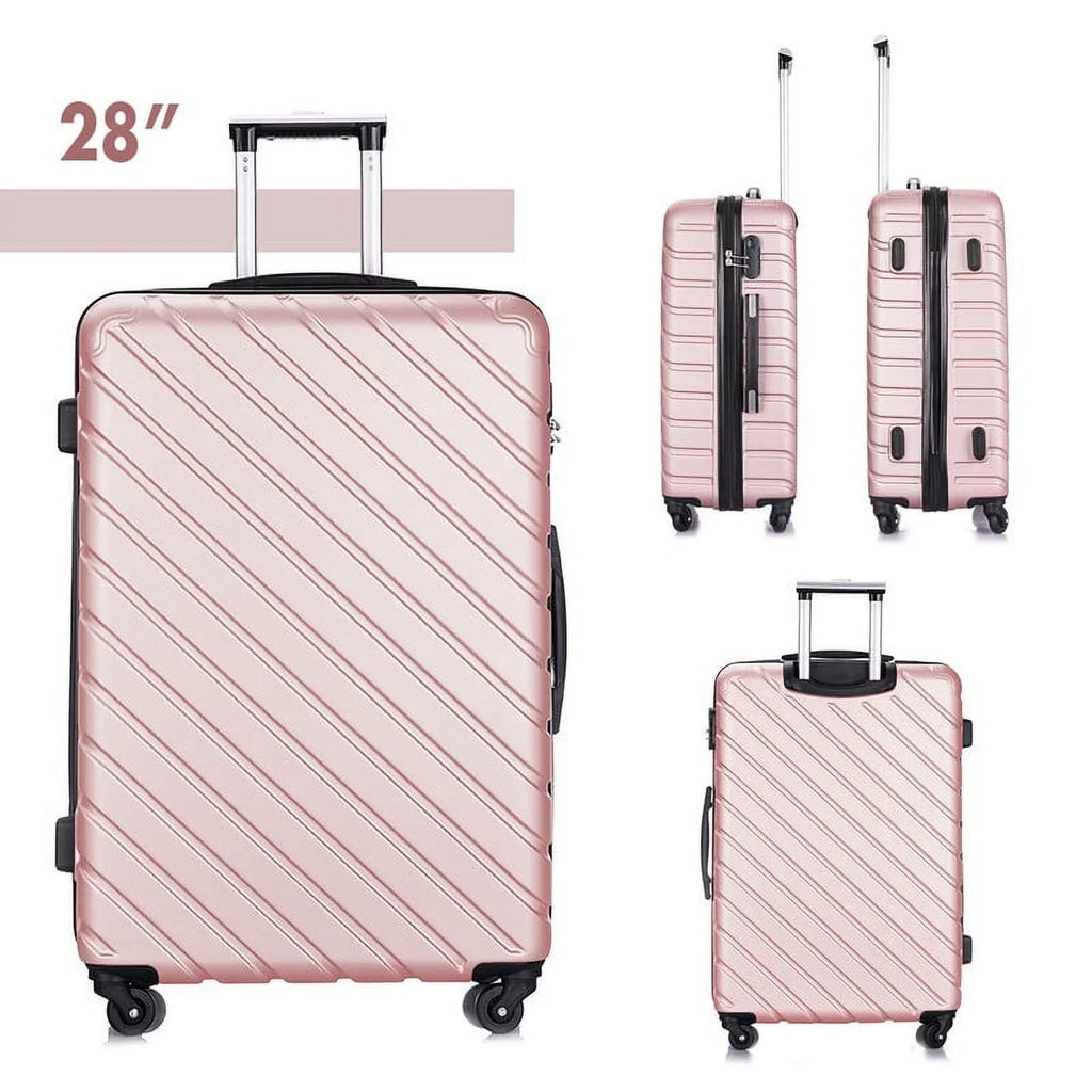 4 Piece Hardshell Luggage Sets,Travel Suitcase,Carry On Luggage with Spinner Wheels Free Enclosure Inside rose gold