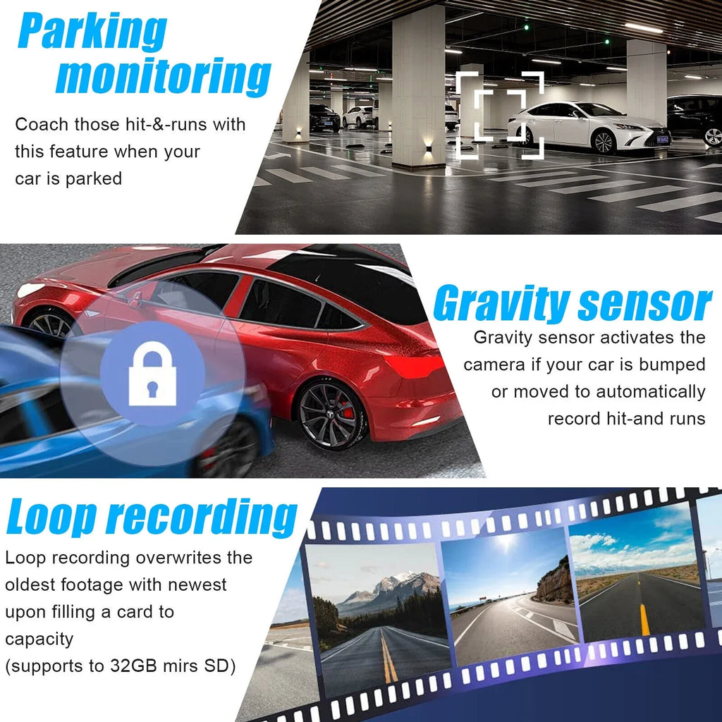 HD 1080P 2 Lens Car DVR Dash Cam Front Rear View Camera Video Recorder G-Sensor