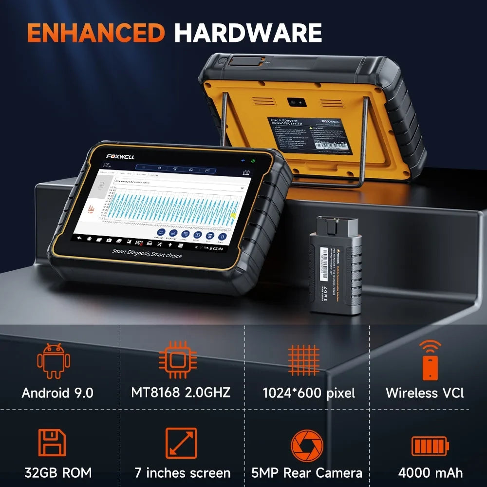 Foxwell GT60 Wireless Bluetooth Automotive Bi-directional Diagnostic Scanner 24+ Maintenance Services Full System OBD2 Scanner Code Reader for 12V Cars, EOBD OBD Scan Tool Vehicle Analyzer with Bag