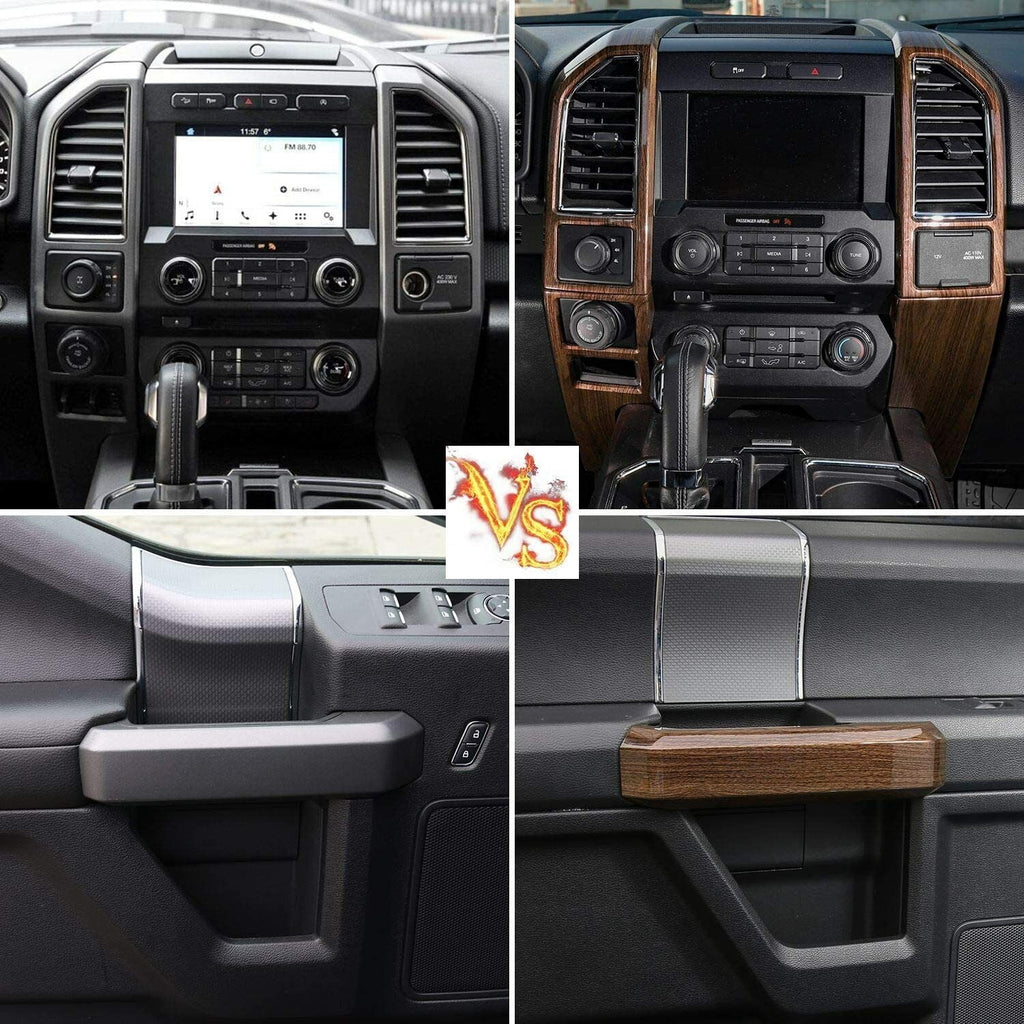 Teledu F150 + Plank Grain Interior Center Console Decoration Trim Shield Kit