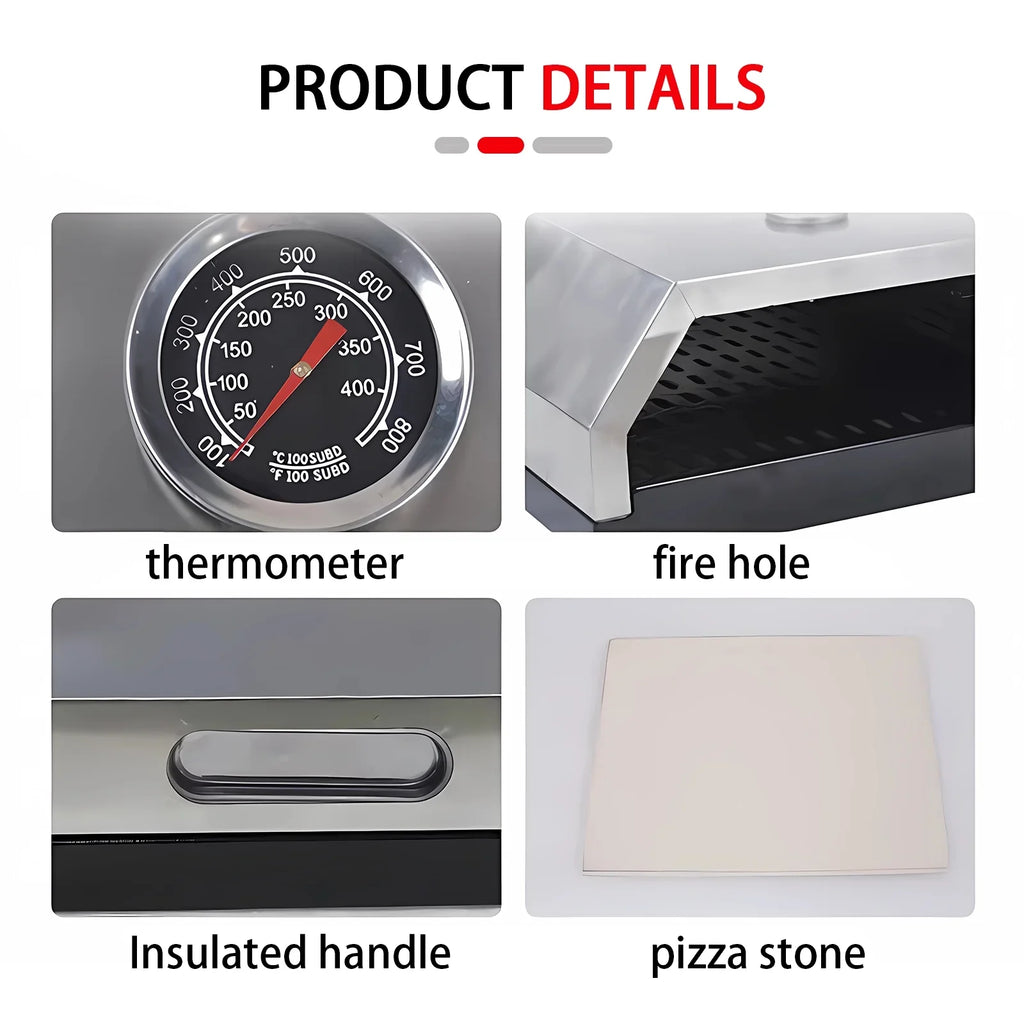 Grill Top Pizza Oven, Fits On Any Charcoal & Gas BBQ Grill, Portable Pizza Oven, Easy Carry Handles, Home-made BBQ Pizza Oven
