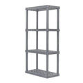 IRIS USA 4-Tier Plastic Rack Storage Shelf with 160 lb. Total Capacity, Elephant Gray