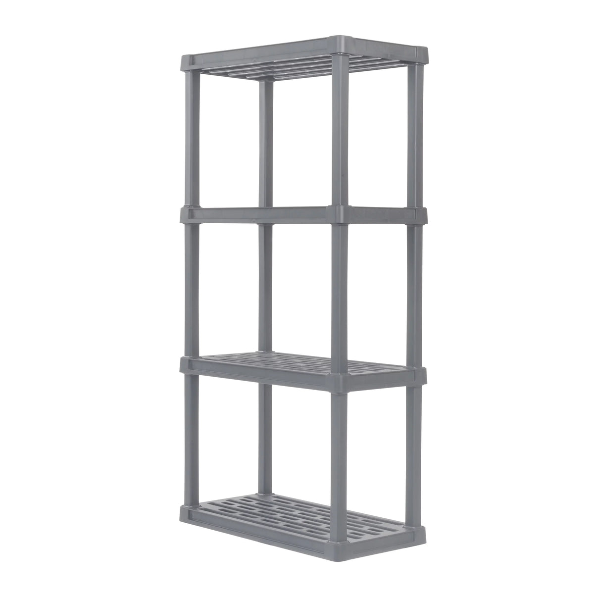IRIS USA 4-Tier Plastic Rack Storage Shelf with 160 lb. Total Capacity, Elephant Gray
