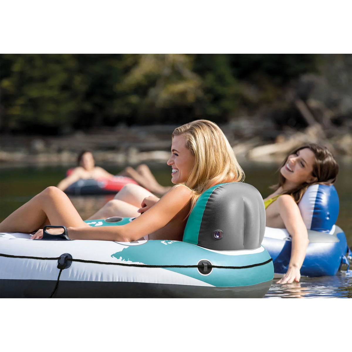Intex American Flag 2 Person Float w/ River Run 53 Inch Tube, Red (2 Pack)