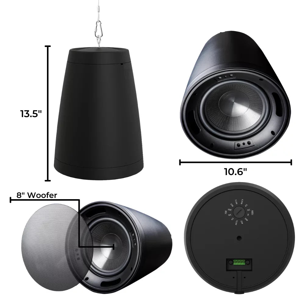 OSD Nero Arc Sub 8" Professional Subwoofer Pendant Style 8Ohm/70V, Black