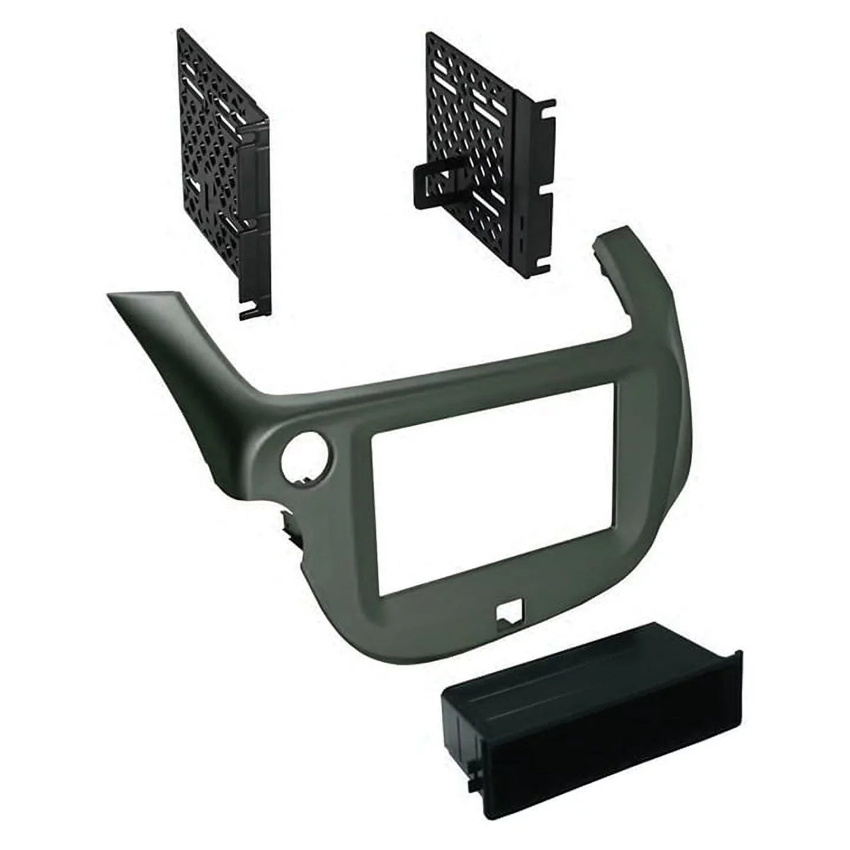Car Radio Stereo Single Double Din Silver Dash Kit Pocket for 2009-13 Honda Fit