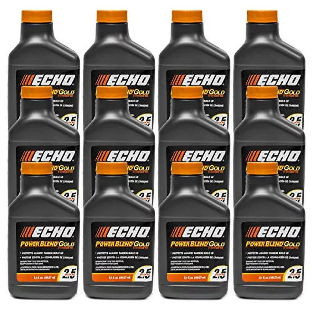 12 Pack of Echo PowerBlend Gold 2-Stroke Engine Oil 6.4 oz Bottle 50:1 Mix for 2.5 Gallons 6450025S-12PK