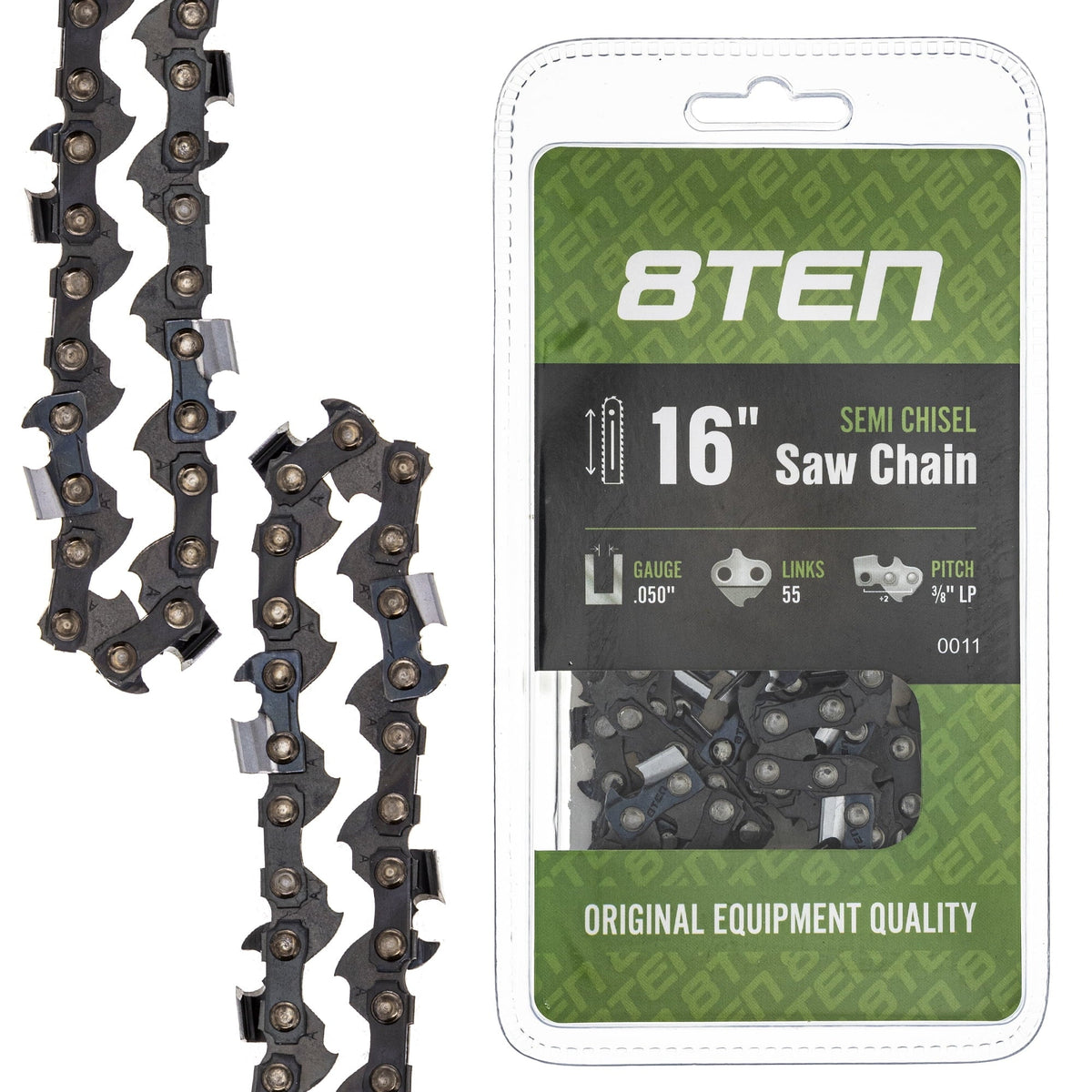 8TEN Chainsaw Guide Bar and 2 Chains for Stihl 09 010 017 MS 170 180 250 251 160SDEA074 91VXL055G 16 inch .050 .375 MK1002915