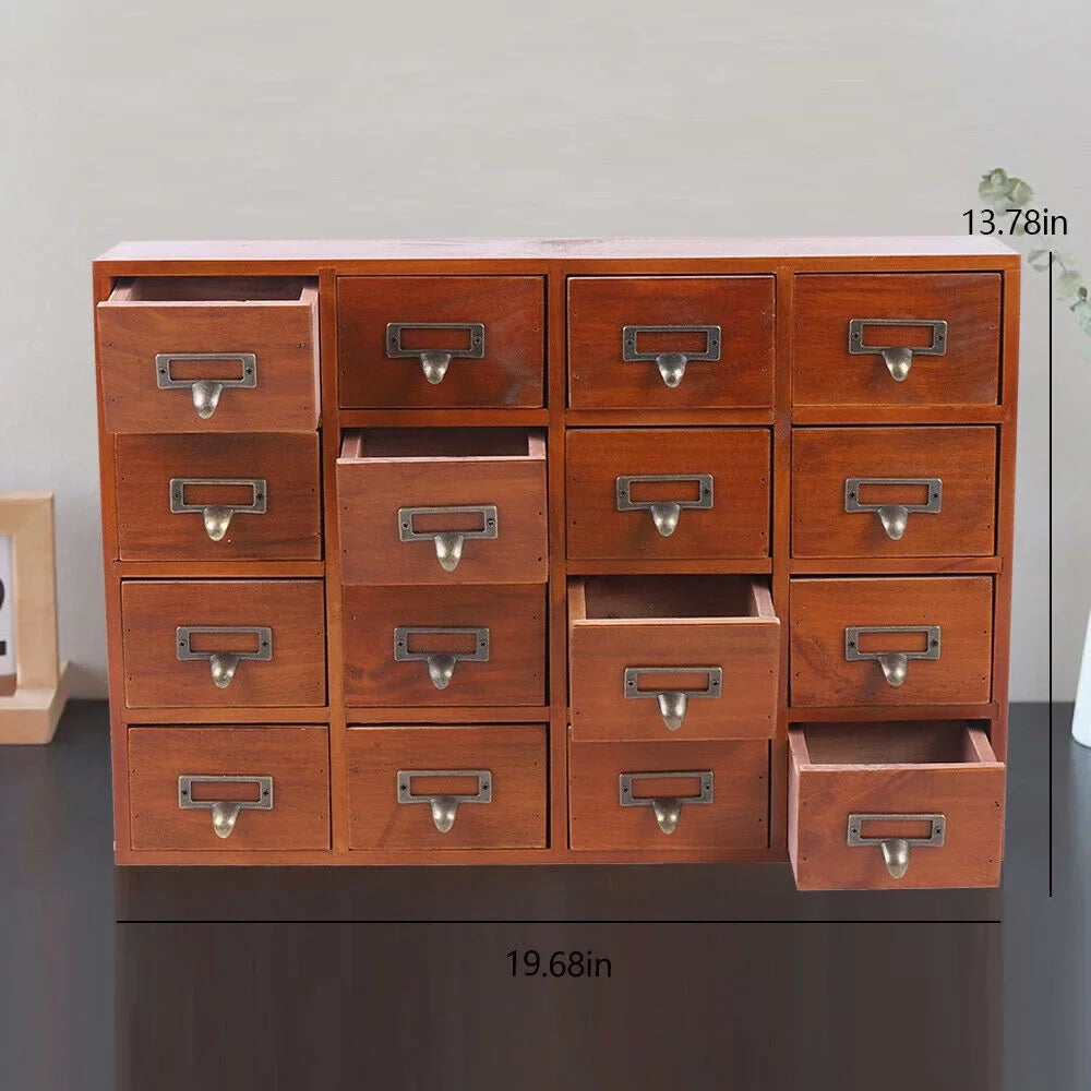 Plank Apothecary Medicine Cabinet 16 Drawers Label Holder Organizer Card Catalog 16 Drawers Plank Apothecary Medicine Cabinet Label Holder Organizer Card Catalog