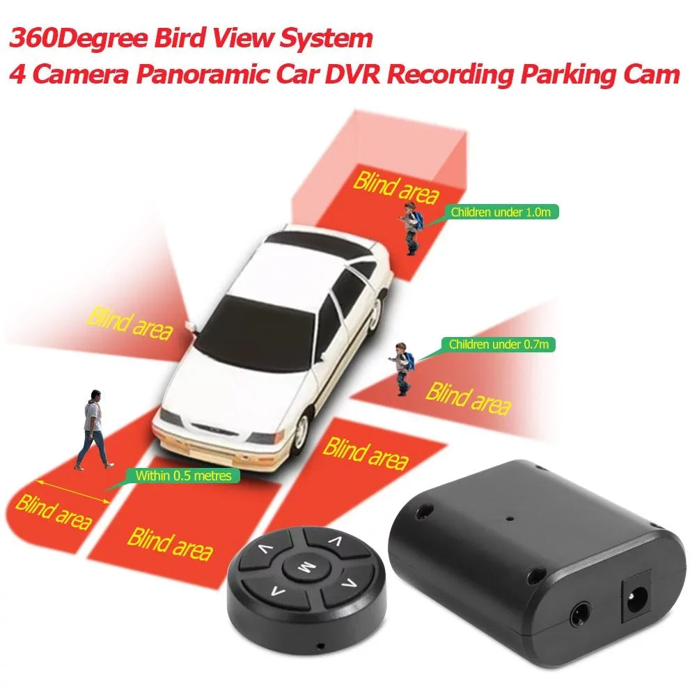 Jocestyle 360 Degree Bird View System 4 Camera Car DVR Recording Cam with 5in Monitor