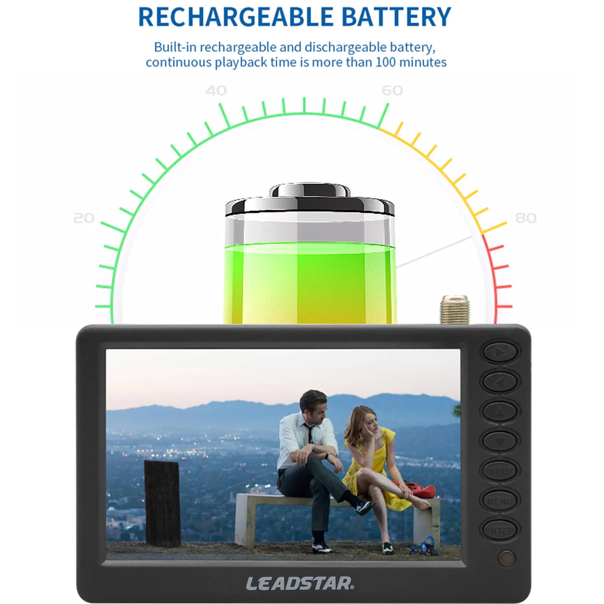 LEADSTAR D5 ATSC Portable Digital TV Player - 5-inch Screen, Pocket-Sized Car Television, Multimedia Player, Radio, TF Card and U Disk Playback, Includes Remote Control