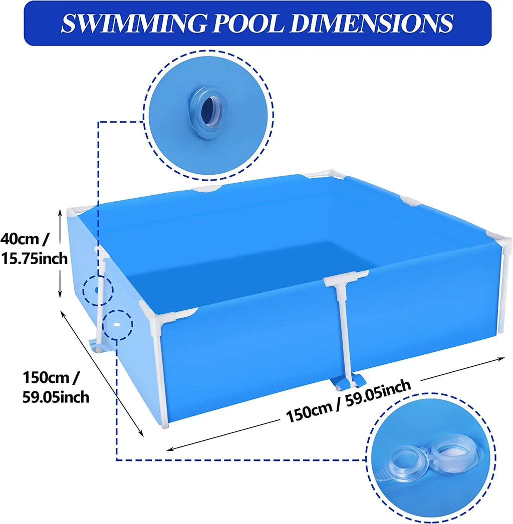 Enclosure 59x59 Metal Frame Pool Summer - Shield Swimming Pool for Summer Water Play, Outdoor Indoor Pool Ball/Sand Pit for Backyard Party