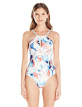 Vince Camuto Women's Jewelry-Neck Keyhole Flora-Printed One Piece Swimsuit, 4