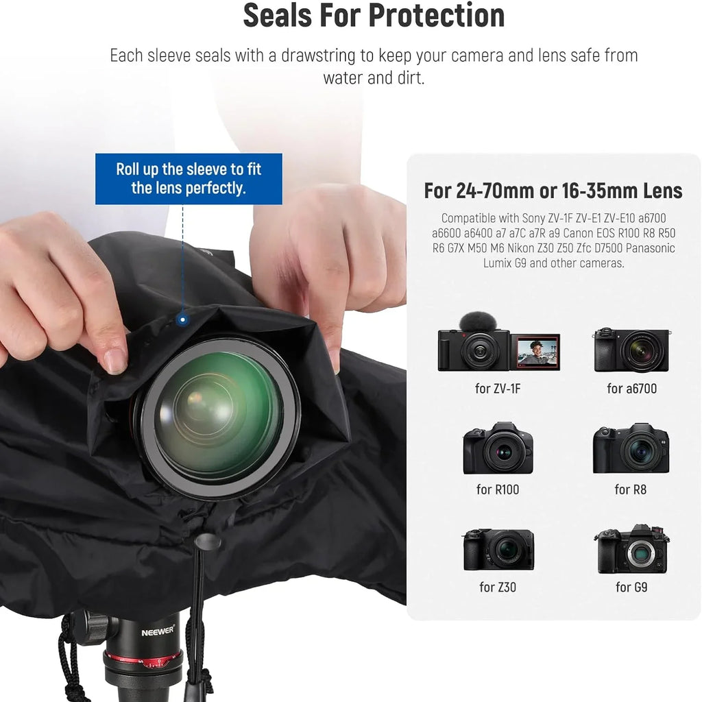 NEEWER Camera Rain Shield Mini Size Long-lasting Nylon Raincoat Compatible with Canon Sony Nikon DSLR Mirrorless Vlog Camera